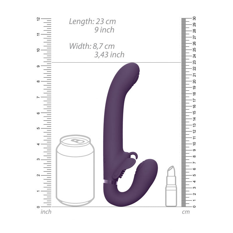 Vive - satu - strapless strap-on - Product front view, with dimensions  | Flirtybay.com.au